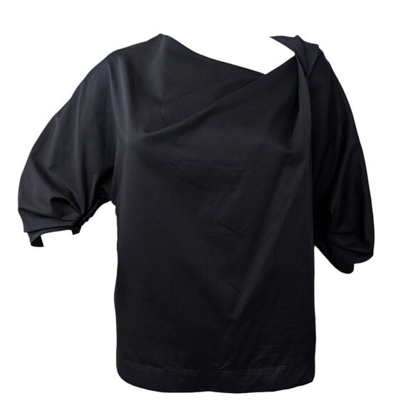 NWT Rosetta Getty Black Asymmetric Poplin Shirt - Picture 1 of 16